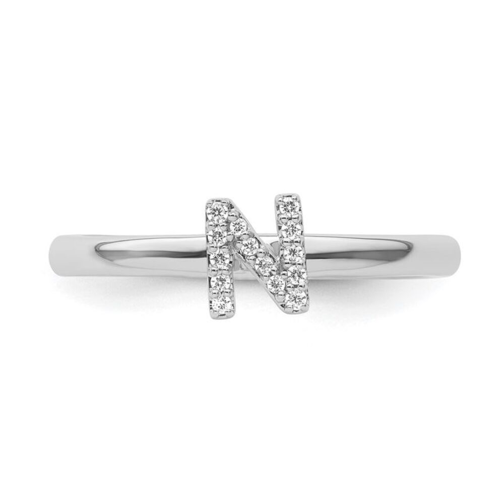 Kazi Luxury 14k White Gold Stackable Diamond Init… - image 4